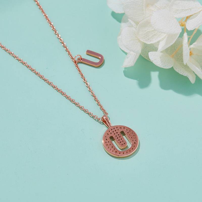 U-shaped pendant S925 silver plated rose gold Moissanite diamond light luxury letter necklace